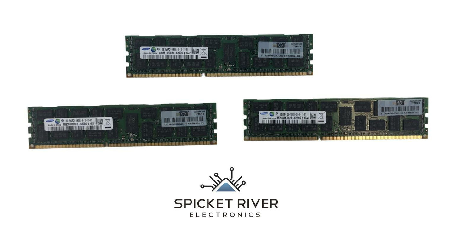 Lot of 3 - Samsung M393B1K70CH0-CH9Q5 8GB 2Rx4 PC3-10600R DDR3 ECC Server RAM