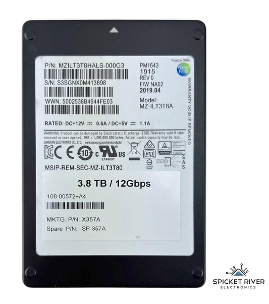 Samsung PM1643 3.84TB SAS 12Gbps 2.5" Enterprise SSD P/N: MZILT3T8HALS-000G3