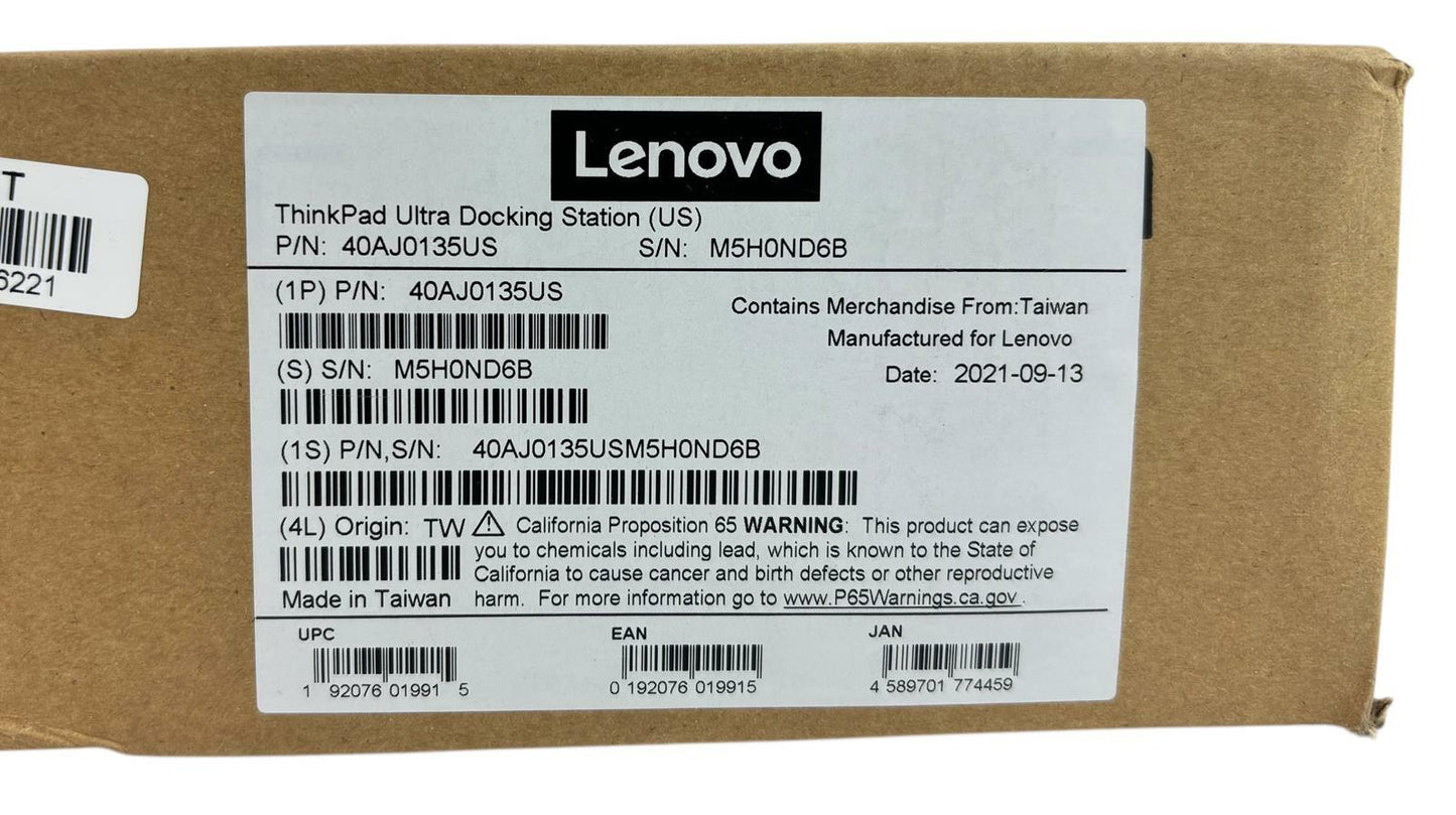 NEW - Lenovo 40AJ0135US ThinkPad Ultra Docking Station