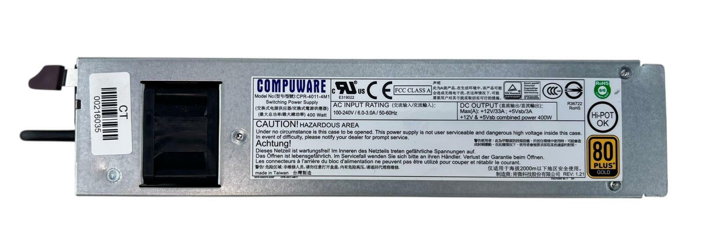 Compuware CPR-4011-4M1 Hot Swap 400W 80 Plus Gold Switching Power Supply