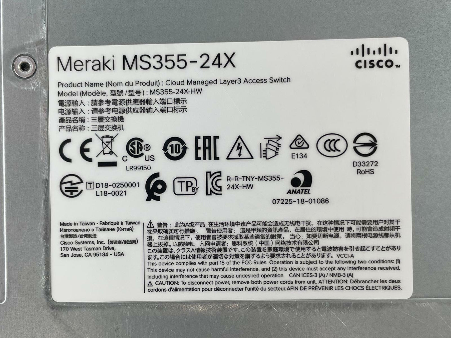 Cisco MS355-24X Cloud Managed Gigabit Ethernet PoE Access Switch Unclaimed