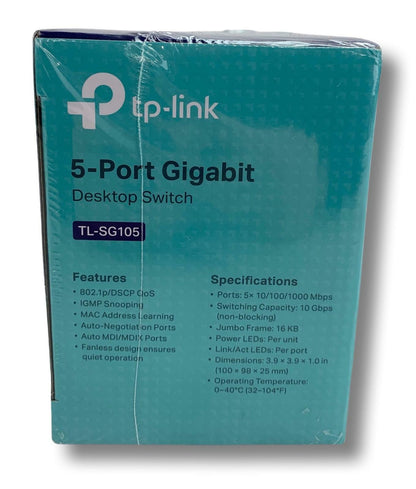 NEW - TP-LINK TL-SG105 5-Port Gigabit Ethernet Desktop Switch