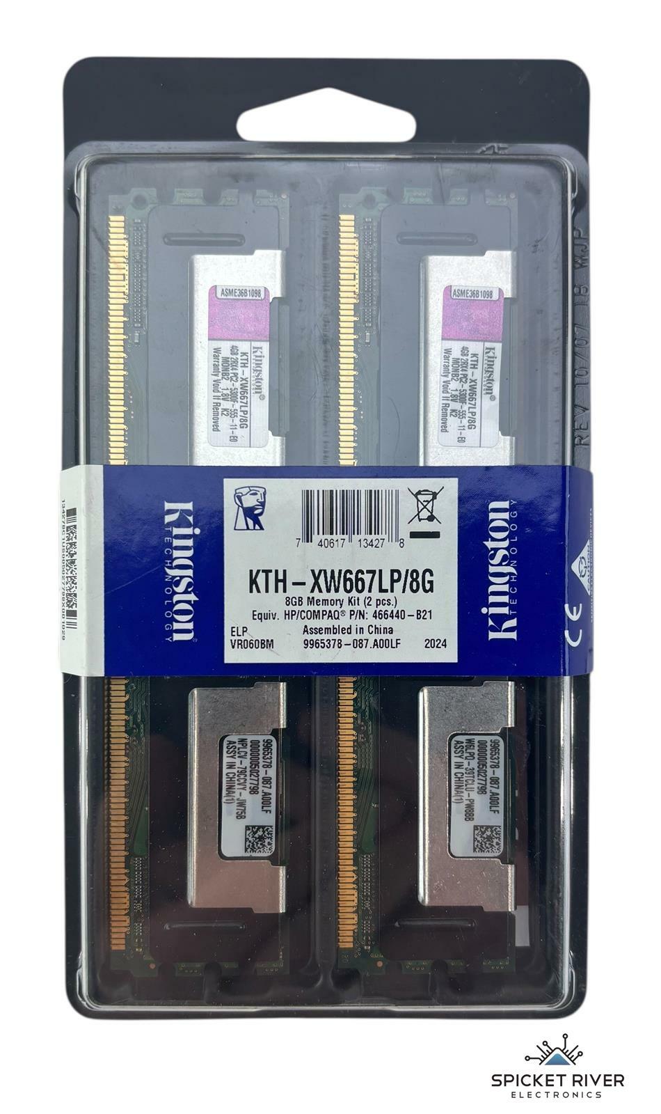 NEW - Kingston KTH-XW667LP/8G 8GB (2x4GB) 2Rx4 PC2-5300F DDR2 ECC Server RAM Kit