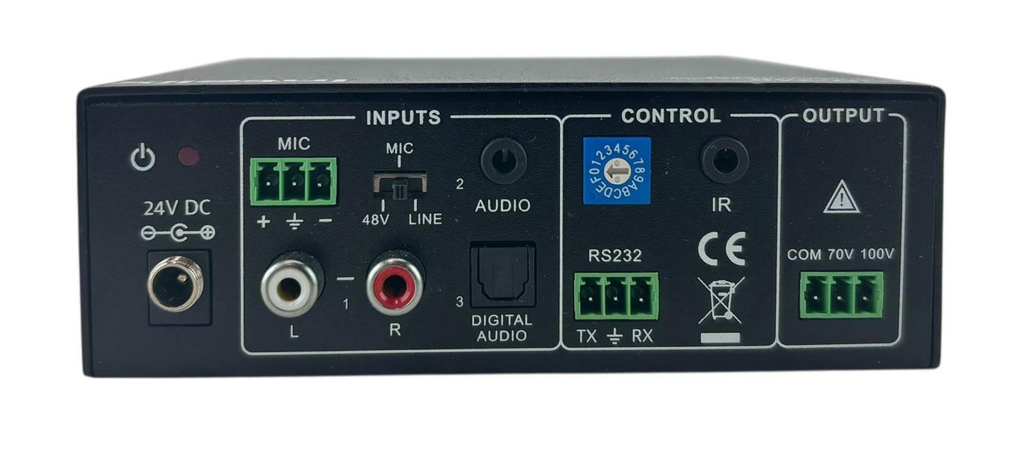 Intelix AUD-340 3-Input Audio Amplifier w/ 70/100V Outputs