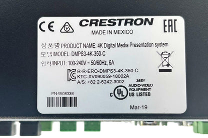 Crestron DMPS3-4K-350-C 3-Series 4k Digital Media Presentation System 6508338