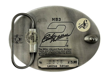 Rusty Wallace x Miller Lite #538/25000 NASCAR Pewter Enamel Belt Buckle NB3
