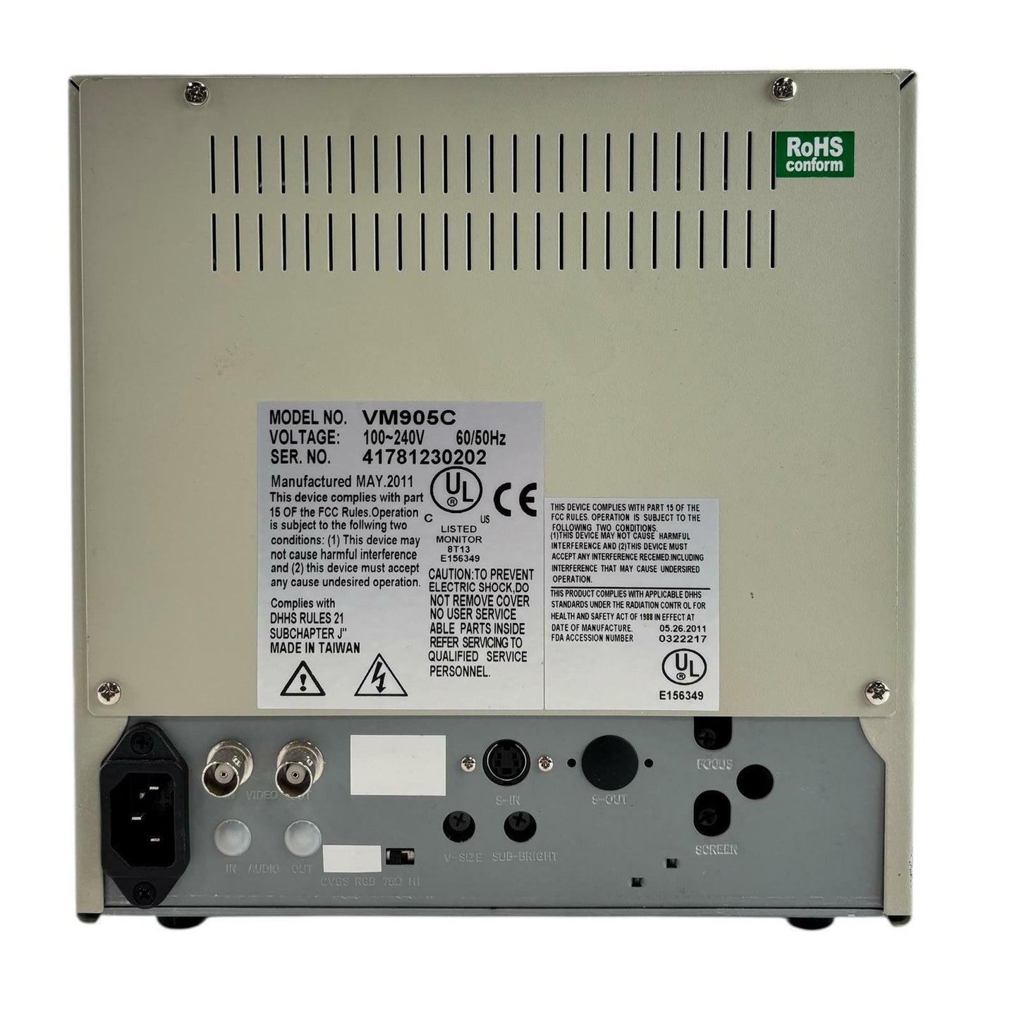 Speco Technologies VM-905C 9" Color CRT NTSC/PAL Display Monitor - READ