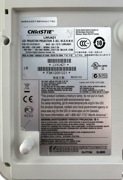 Christie LWU421 4200 Lumen WUXGA Conference Room LCD Projector - 534 Hours