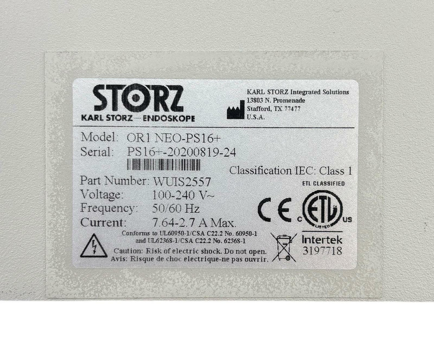 Karl Storz OR1 NEO-PS16+ Power System Console