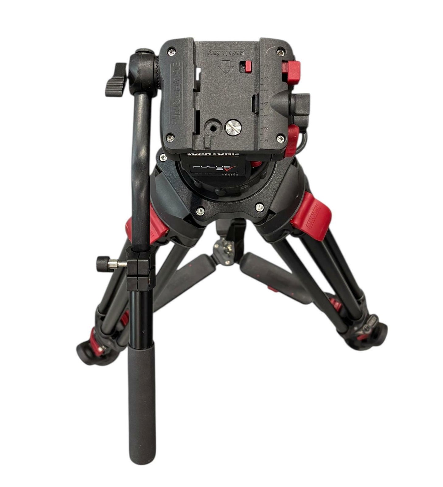 Cartoni Focus 8 FS5502 Fluid Head Ultra-Lite Red Lock Tripod w/ Spreader - READ