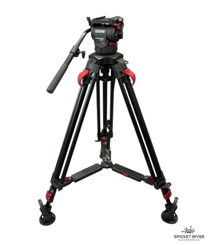 Cartoni Focus 8 FS5502 Fluid Head Ultra-Lite Red Lock Tripod w/ Spreader - READ