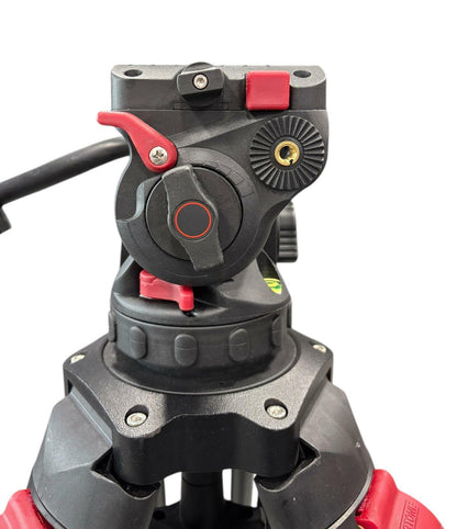Cartoni Focus 8 FS5502 Fluid Head Ultra-Lite Red Lock Tripod w/ Spreader - READ