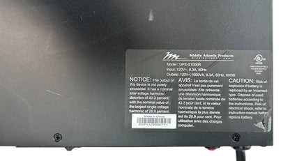 Middle Atlantic UPS-S1000R 1000VA Select Uninterruptible Backup Power Supply UPS