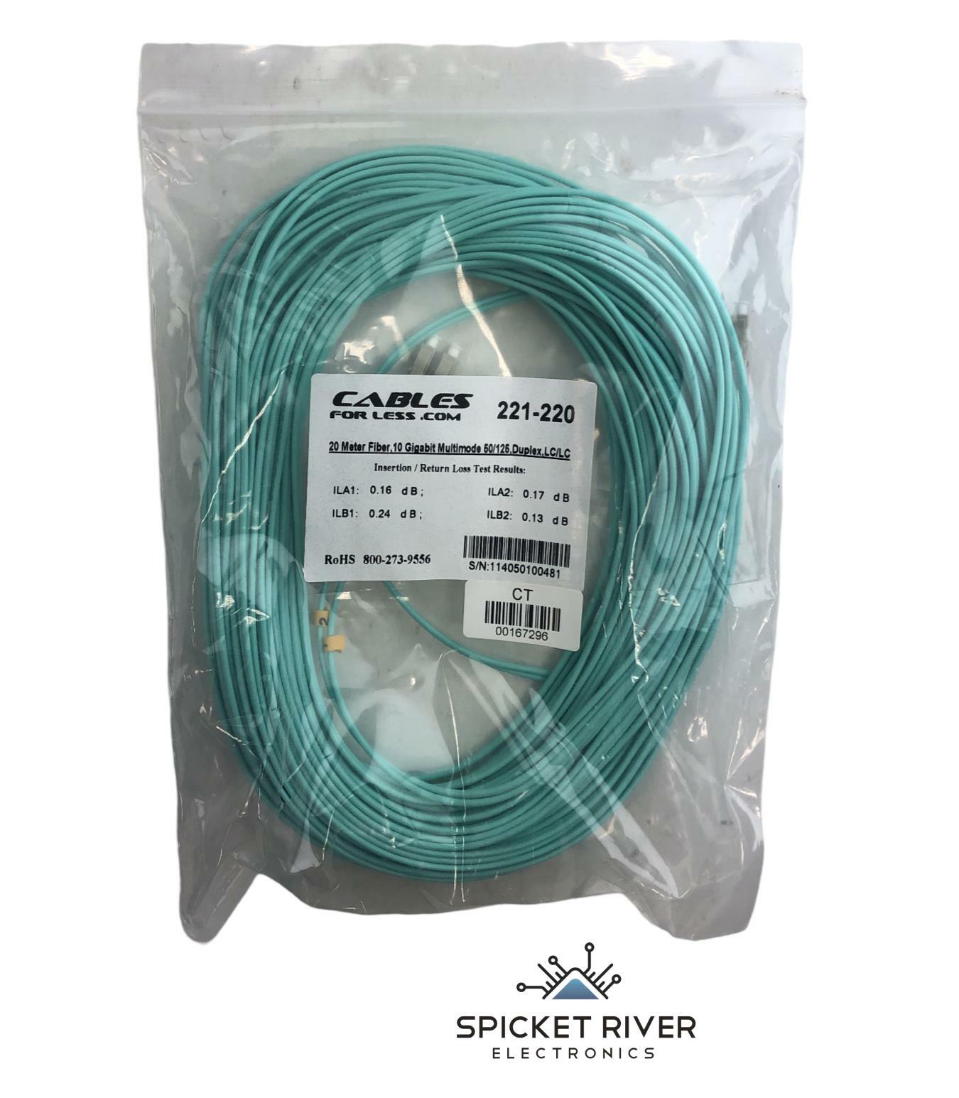 NEW - Cables For Less 20M 50/125 DUPLEX LC/LC 10 Gigabit Multimode Fiber Cable