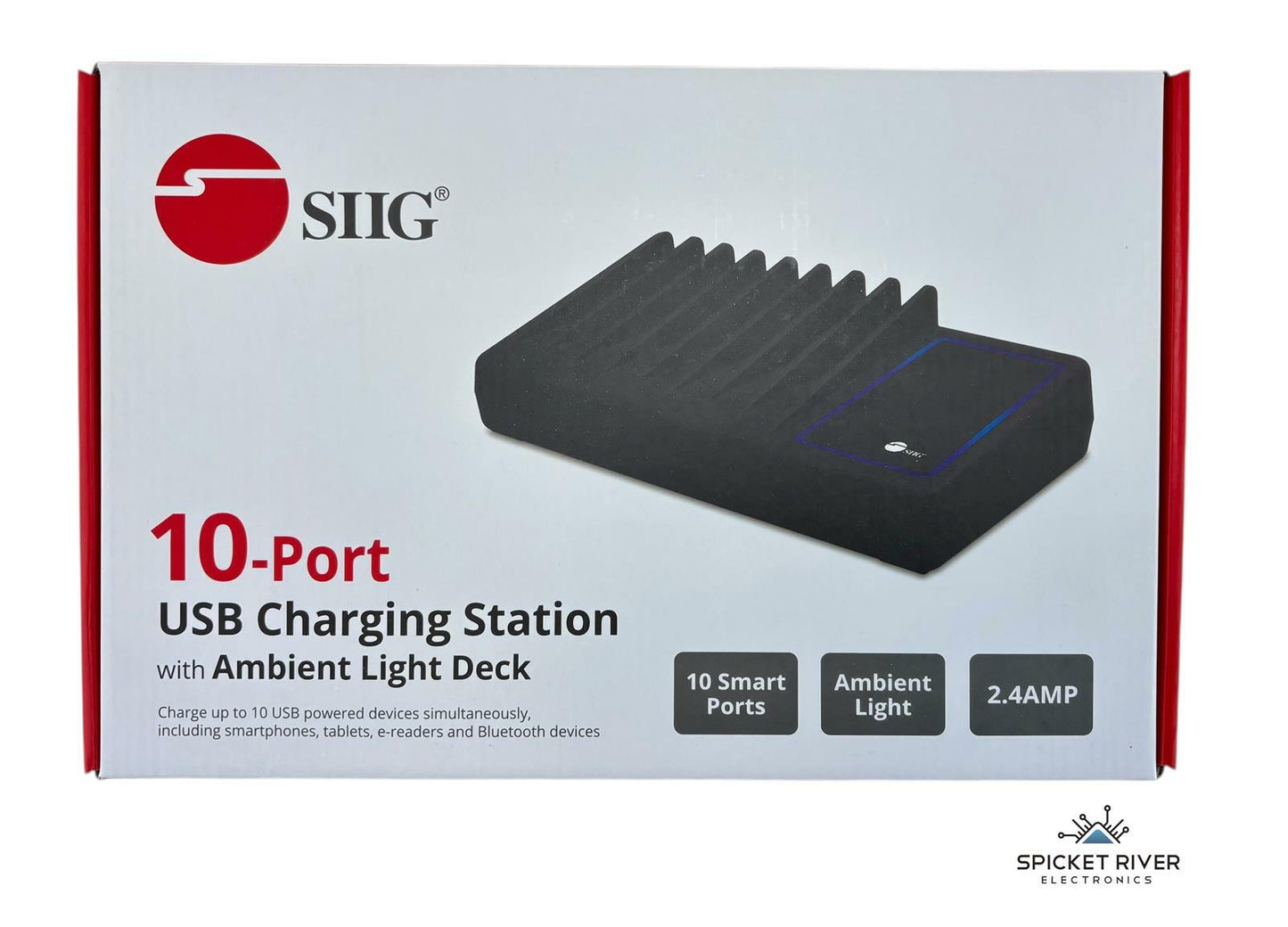 NEW - SIIG 10-Port USB Charging Station with Ambient Light Deck AC-PW1314-S1