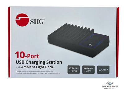 NEW - SIIG 10-Port USB Charging Station with Ambient Light Deck AC-PW1314-S1