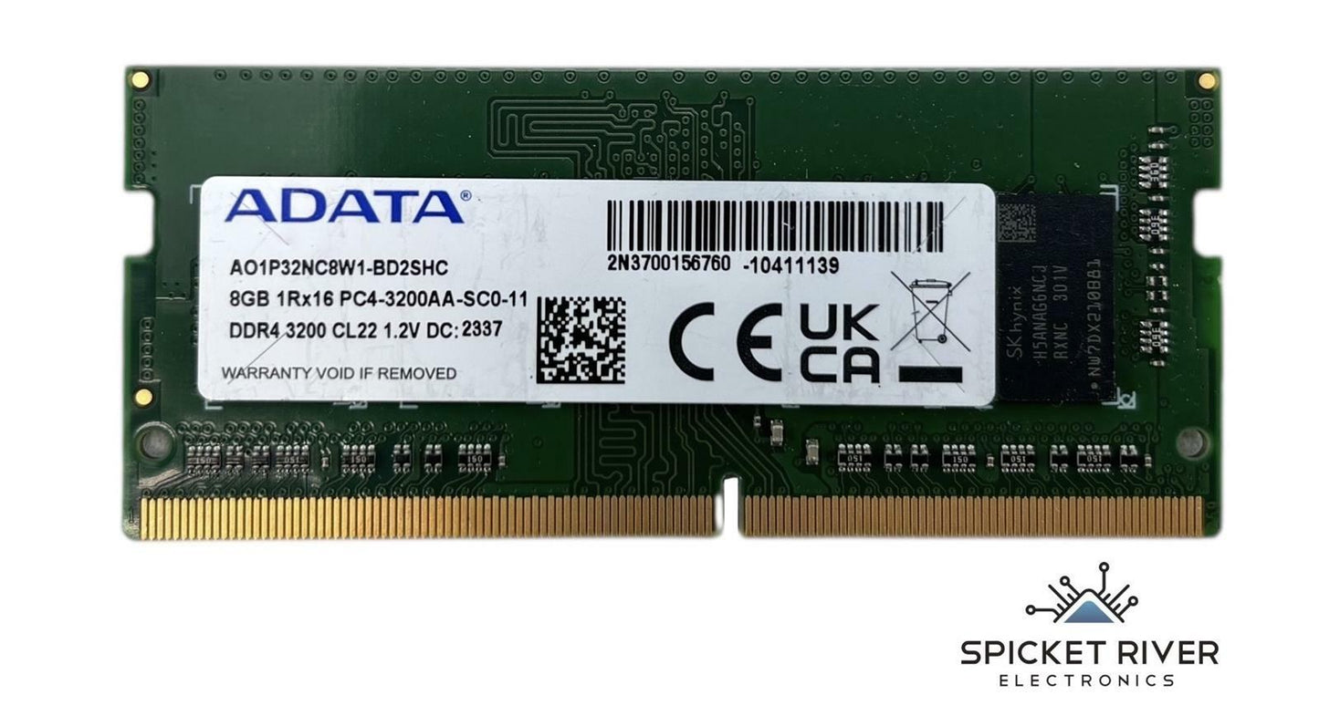Lot of 2 - ADATA AO1P32NC8W1-BD2SHC 8GB 1Rx16 PC4-3200AA DDR4 SODIMM Laptop RAM