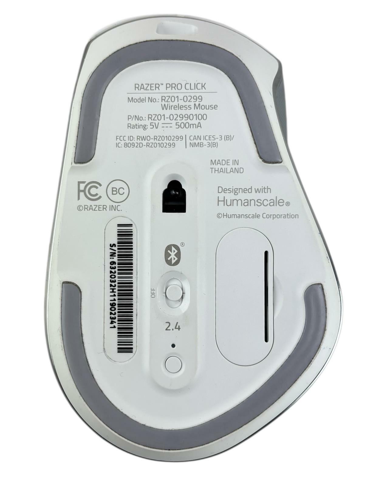 Razer Pro Click Wireless Ergonomic Mouse WiFi / Bluetooth - White RZ01-0299