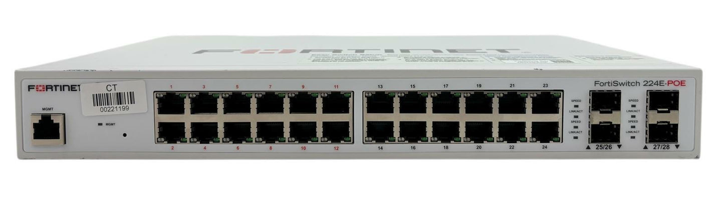 Fortinet FortiSwitch FS-224E-POE 24-Port Secure Access Gigabit Network Switch