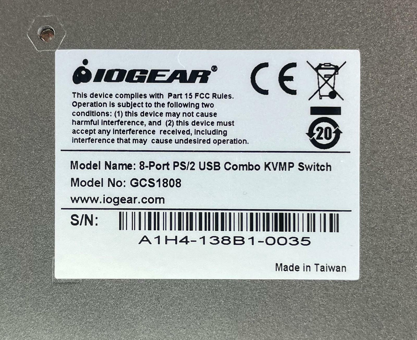 IOGear MiniView Ultra+ GCS1808 8-Port PS/2 USB VGA Combo KVMP Switch