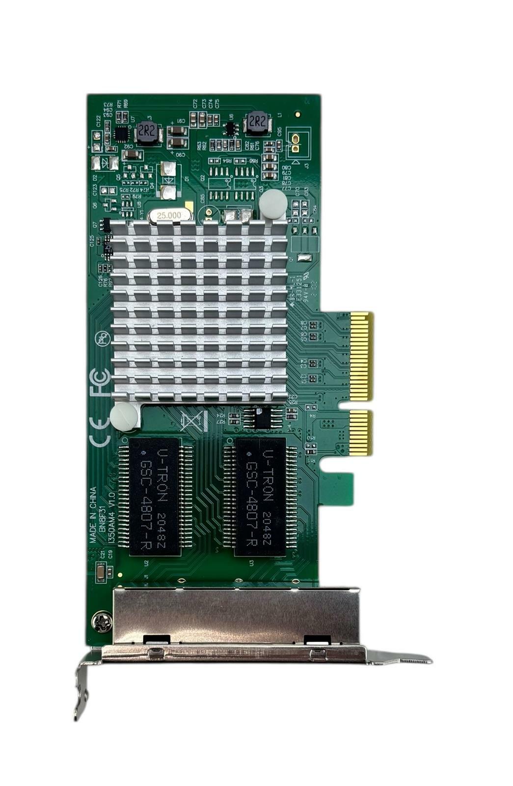 Intel I350-GE-4T-X4 4-Port RJ45 Ethernet Network Adapter PCIe Card - Low Profile