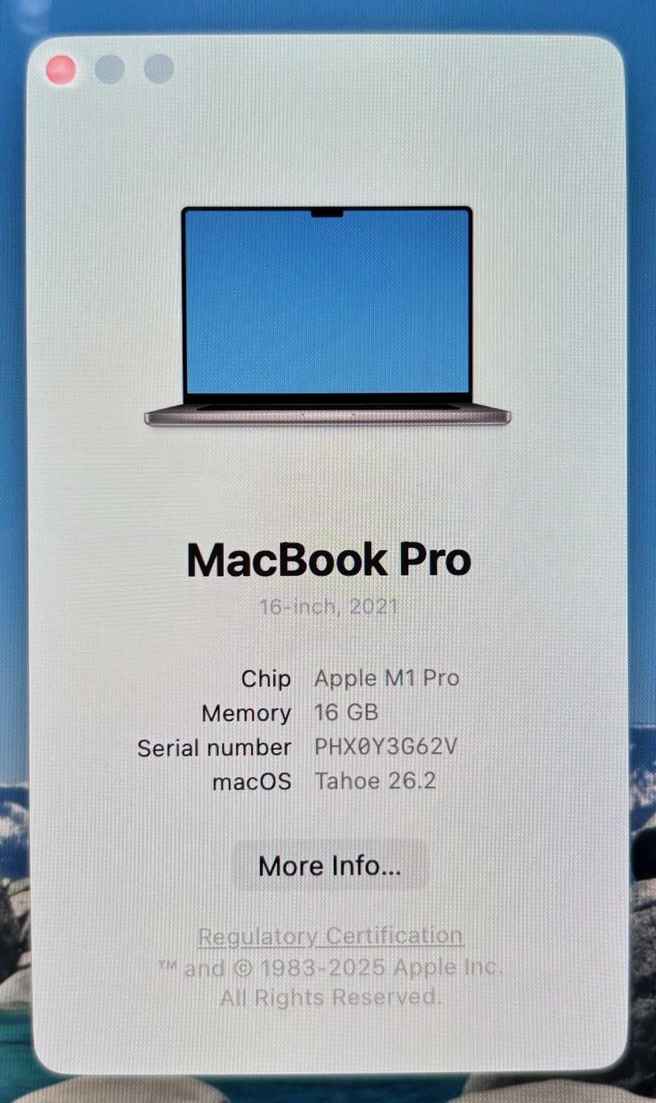 Apple MacBook Pro A2485 2021 2.10GHz 10-Core M1 PRO 1TB SSD 16GB RAM #214806
