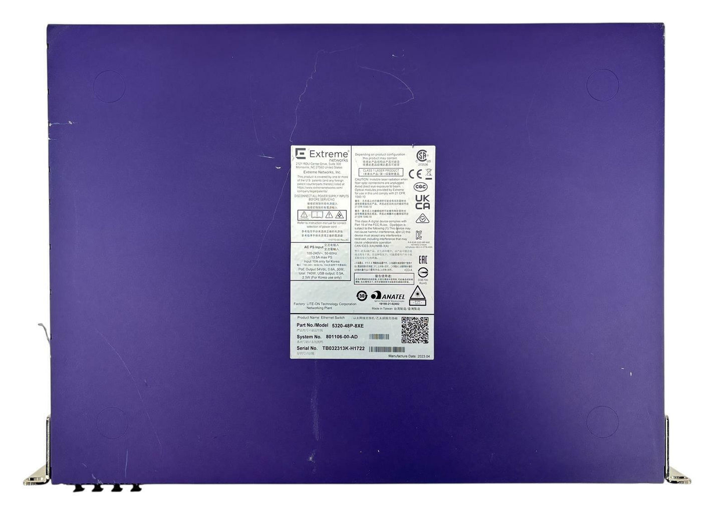 Extreme Networks 5320-48P-8XE 48-Port PoE+ 8x SFP Ethernet Switch - READ