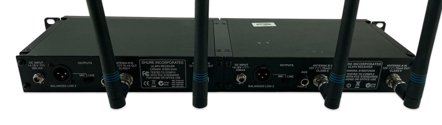 Lot of 2 - Rackmount Shure ULXP4 Pro Wireless Mic Receiver 662-698 MHz-M1 - READ
