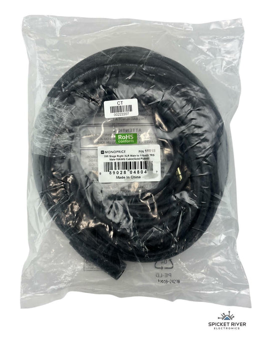 NEW Monoprice 35FT Stage Right XLR Male to 1/4" TRS Male 16AWG Audio Cable 18818