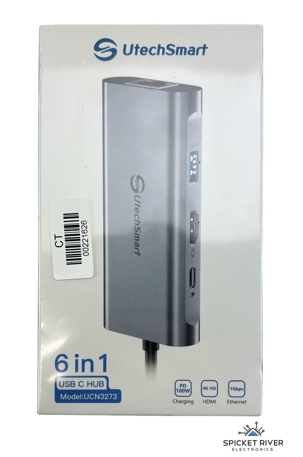 NEW - UtechSmart UCN3273 6-in-1 USB C Hub 100W PD / 4K HD HDMI / 1Gbps Ethernet