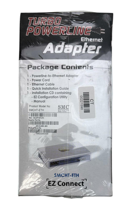 NEW - SMC Networks SMCHT-ETH Turbo Powerline EZ Connect Ethernet Adapter 85Mbps