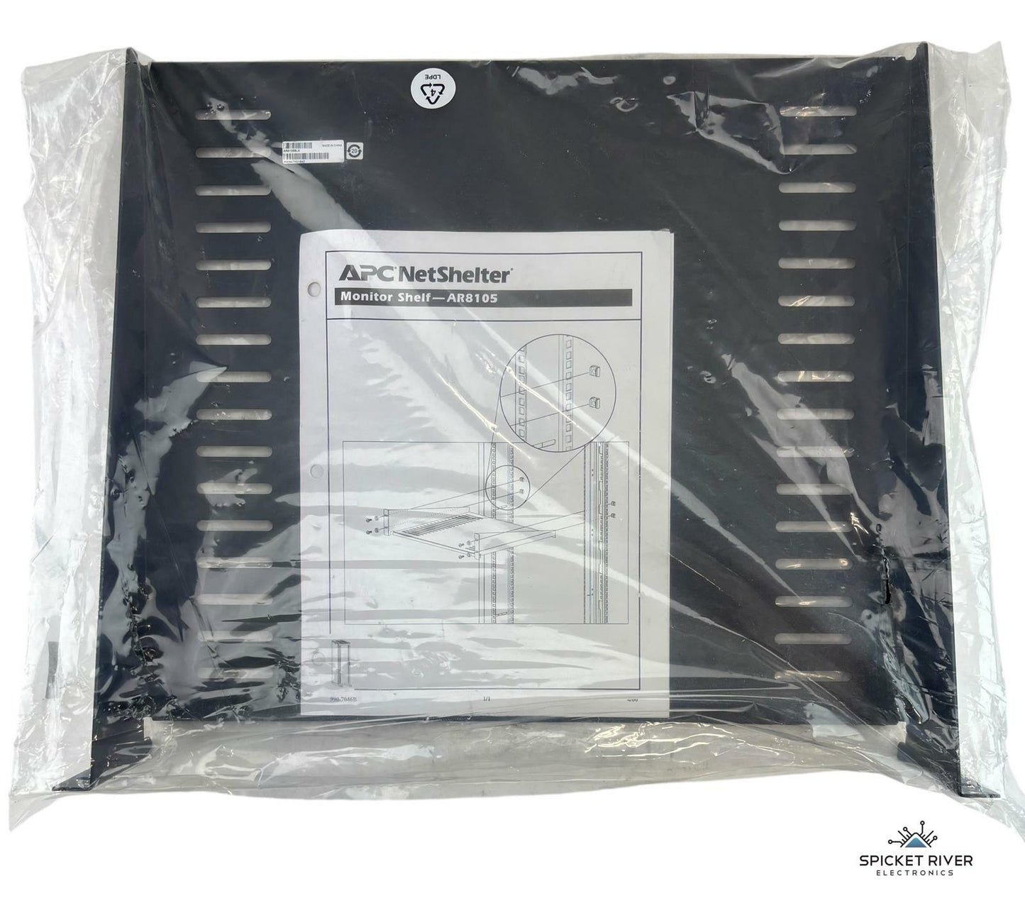 Open Box - APC AR8105BLK NetShelter Monitor Shelf Steel 2RU Vented Rack Shelf