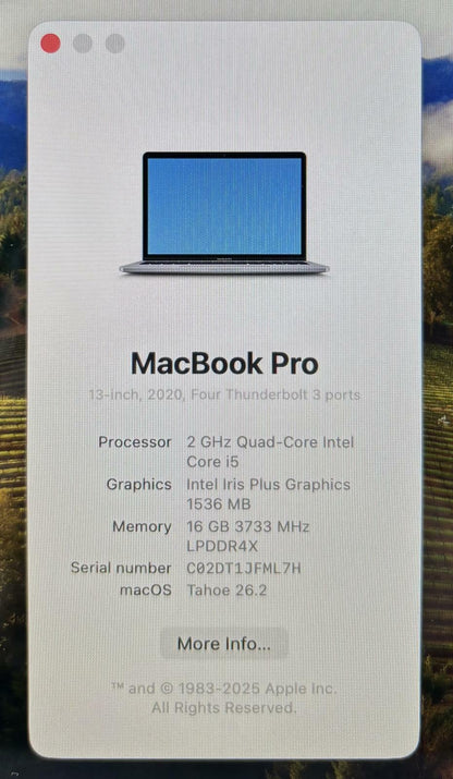 Apple MacBook Pro A2251 13" 2020 Quad Core i5-1038NG7 512GB SSD 16GB RAM #195345