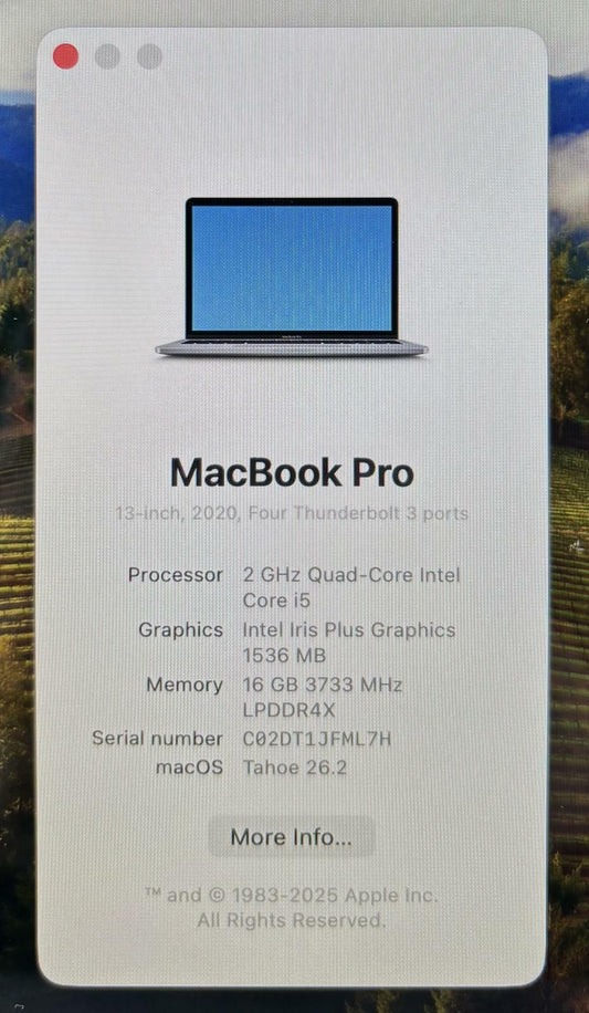 Apple MacBook Pro A2251 13" 2020 Quad Core i5-1038NG7 512GB SSD 16GB RAM #195345