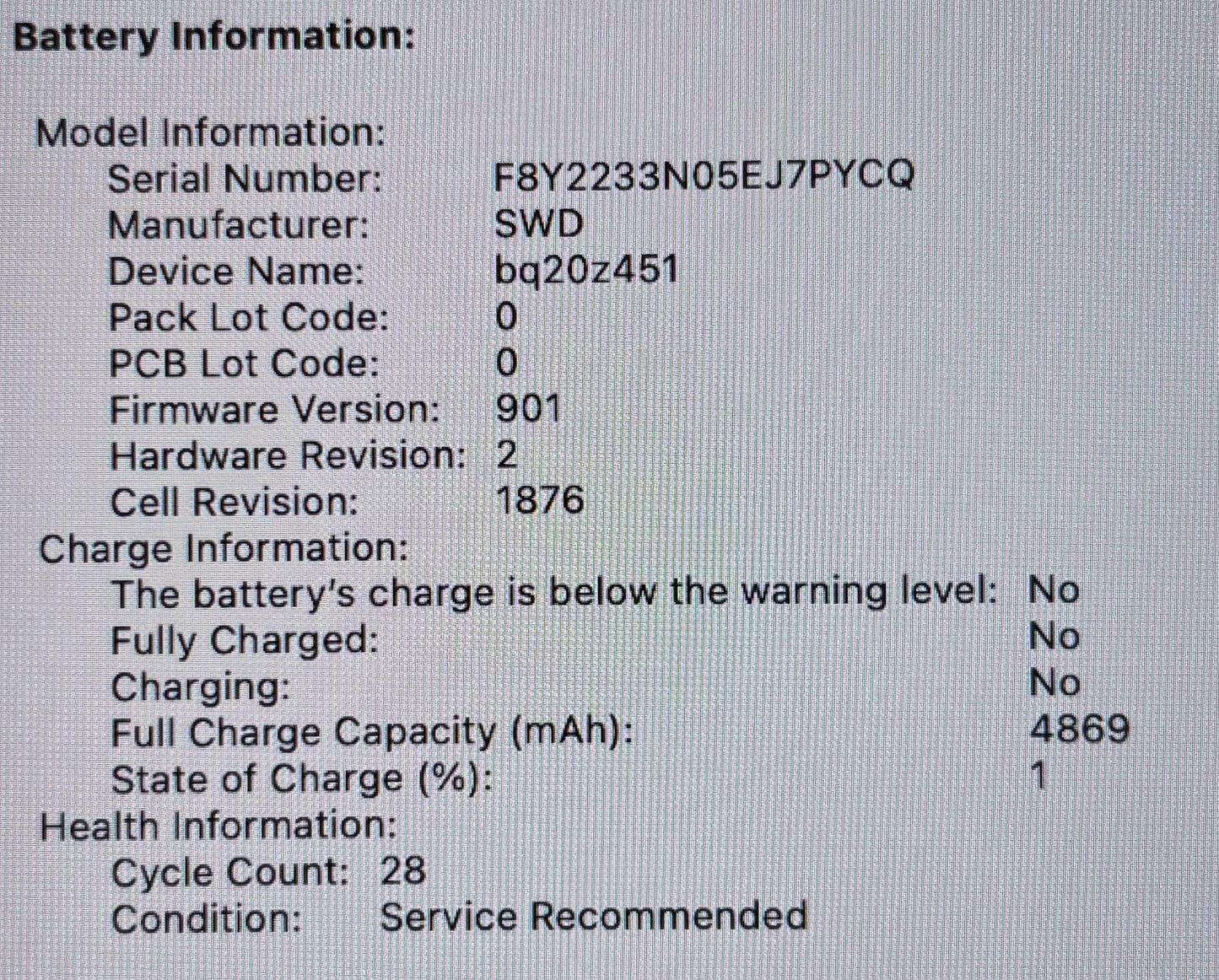 Apple MacBook Pro A2251 '20 2GHz i5-1038NG7 512GB SSD 16GB RAM - BATTERY #199954