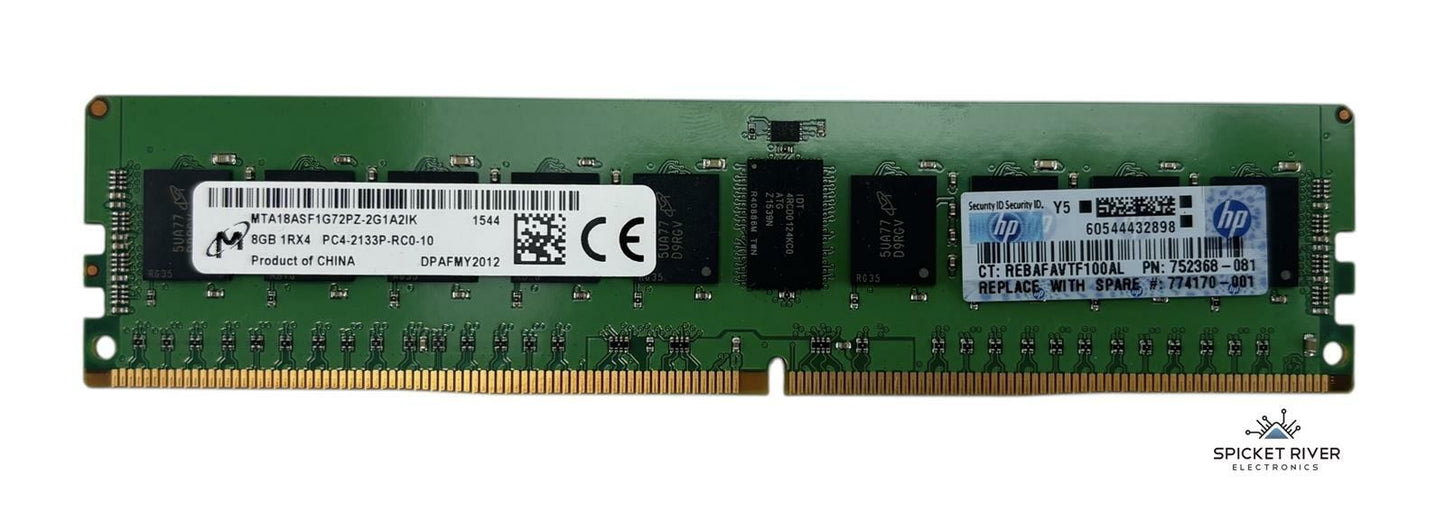 Lot of 2 - Micron MTA18ASF1G72PZ-2G1A2IK 8GB 1Rx4 PC4-2133P DDR4 ECC Server RAM