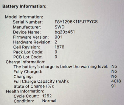 Apple MacBook Pro A2251 2020 Quad i7-1068NG7 512GB SSD 16GB RAM - READ #207302