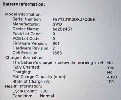 Apple MacBook Pro A2251 2020 Quad Core i7-1068NG7 512GB SSD 16GB RAM #214780