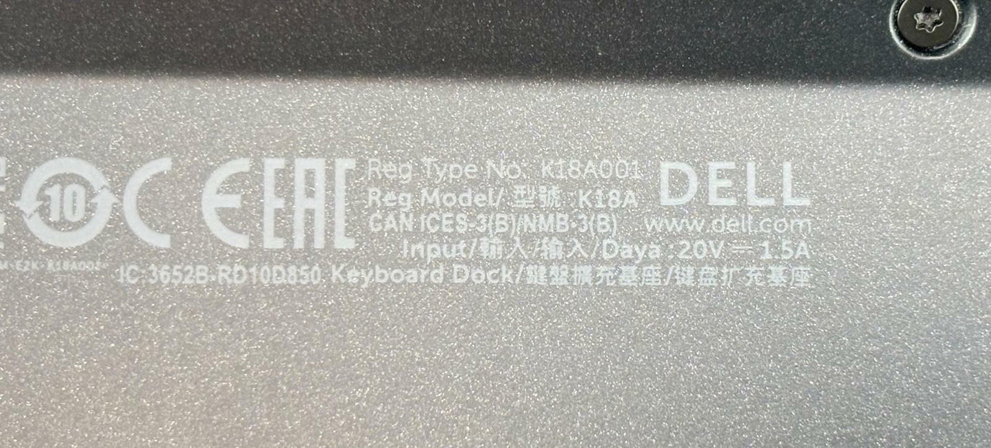 Dell K18A001 Tablet Keyboard Docking Station for Latitude 7275 XPS 9250 5YH5R
