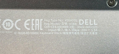 Dell K18A001 Tablet Keyboard Docking Station for Latitude 7275 XPS 9250 5YH5R