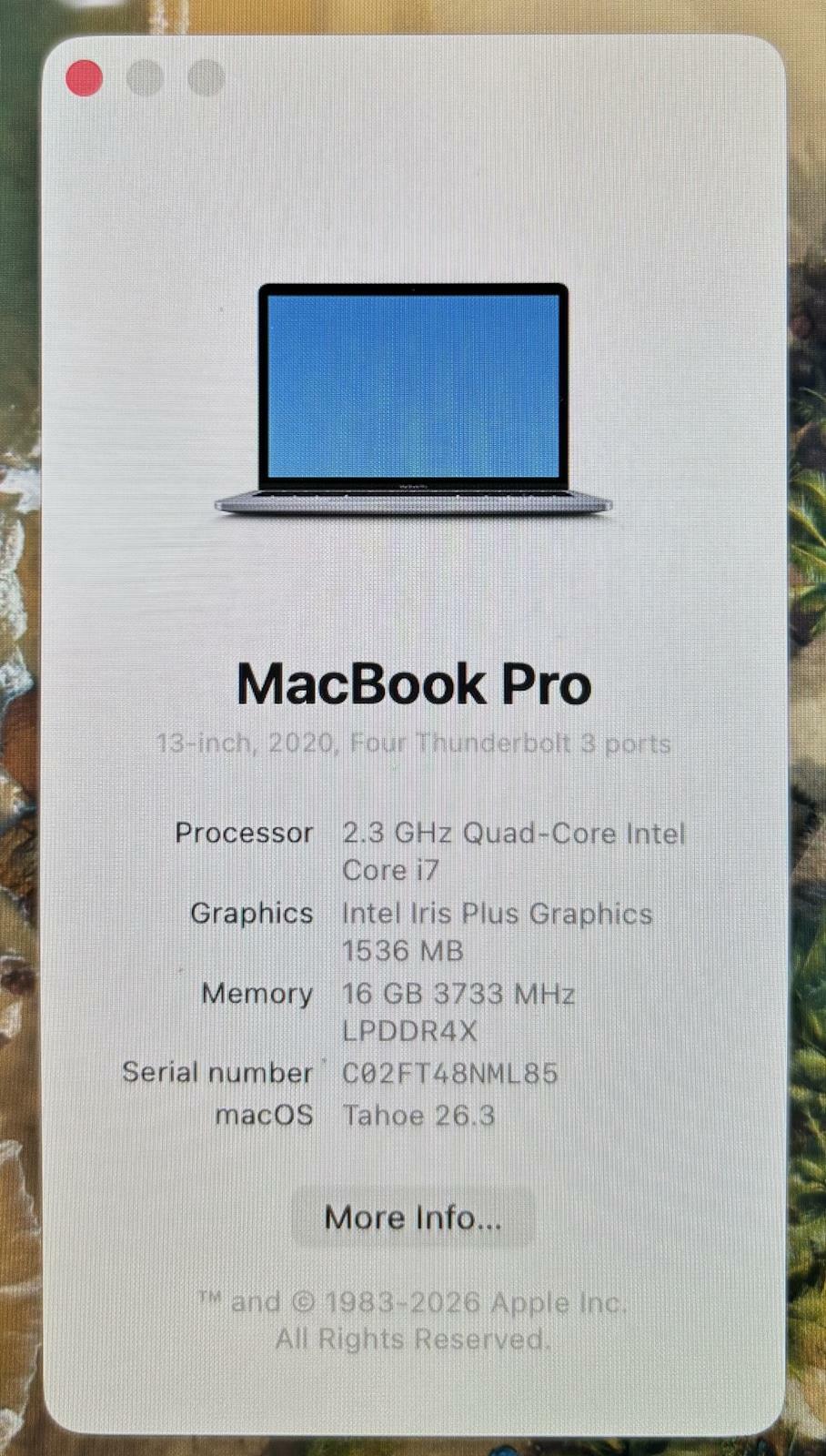 Apple MacBook Pro 13" A2251 2020 Quad Core i7-1068NG7 512GB SSD 16GB RAM #214791