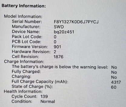 Apple MacBook Pro A2251 2020 13" Quad Core i7-1068NG7 512GB SSD 16GB RAM #214794