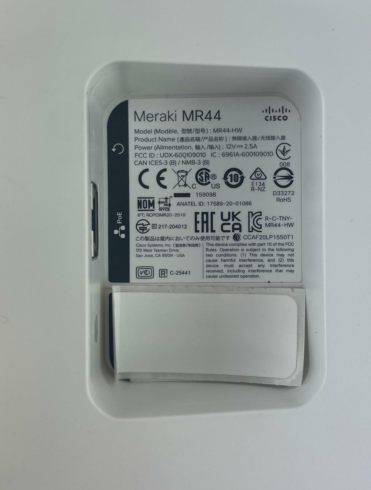 Cisco Meraki MR44-HW Cloud Managed Access Point MR44 - Unclaimed