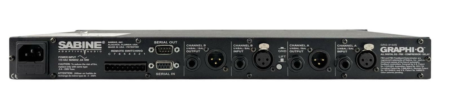 Sabine GRQ-3102S Dual Channel Adaptive Audio Graphi-Q Digital Equalizer