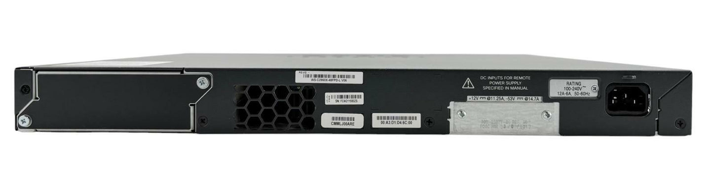 Cisco WS-C2960X-48FPD-L V06 48-Port PoE+ 2x SFP+ Managed Gigabit Switch