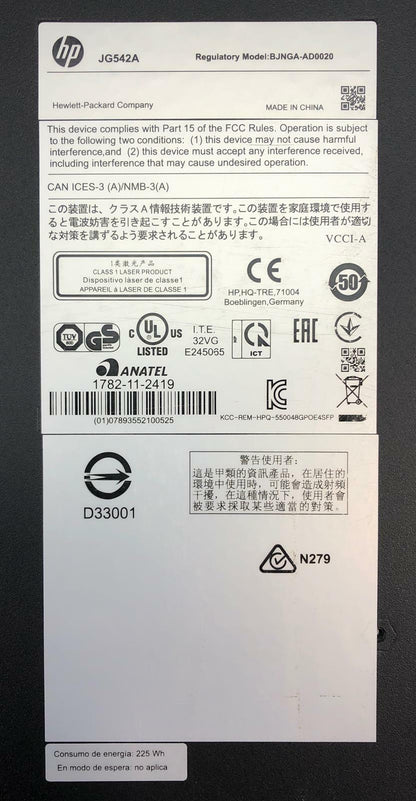 HP 5500-48G-PoE+ Series Switch JG542A 4-SFP w/ LSPM1CX2P Local Connect Module