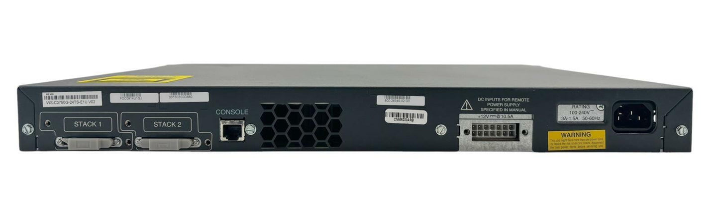 Cisco Catalyst 3750G 24-Port Gigabit Network Switch WS-C3750G-24TS-E1U V02