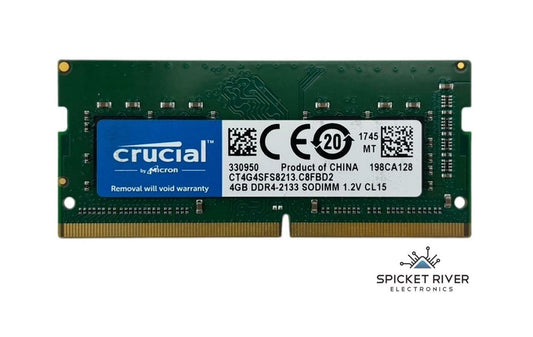 Lot of 4 - Crucial CT4G4SFS8213.C8FBD2 4GB DDR4-2133 SODIMM 1.2V CL15 RAM Memory