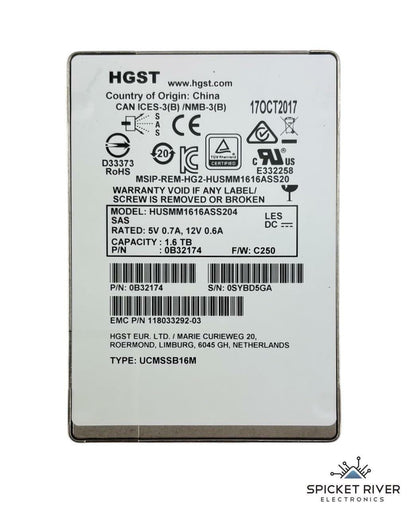 HGST HUSMM1616ASS204 1.6TB SAS 12Gb/s 2.5" Enterprise Hard Drive HDD