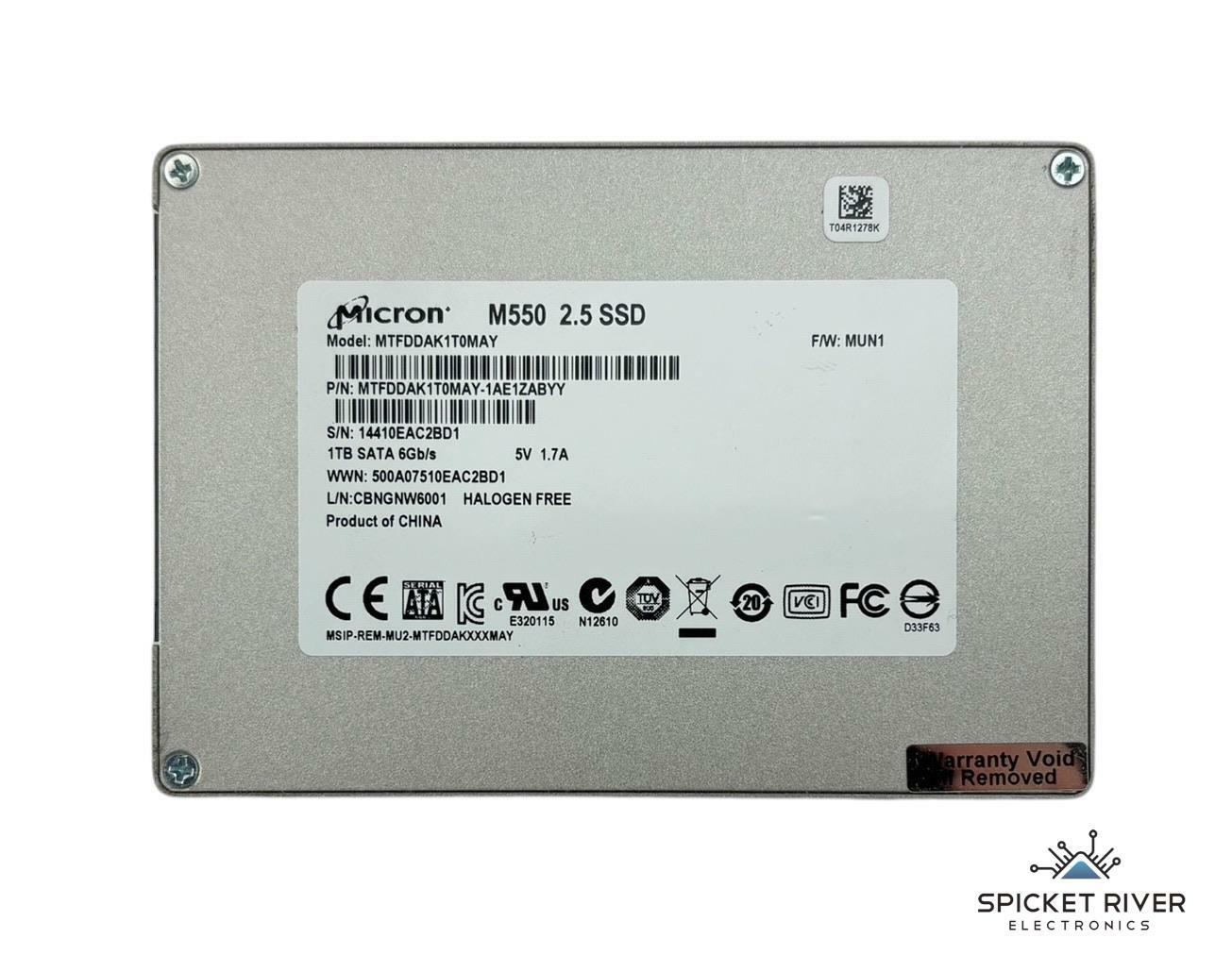 Micron M550 MTFDDAK1T0MAY 1TB SATA 6Gb/s 2.5" Internal Solid State Drive SSD